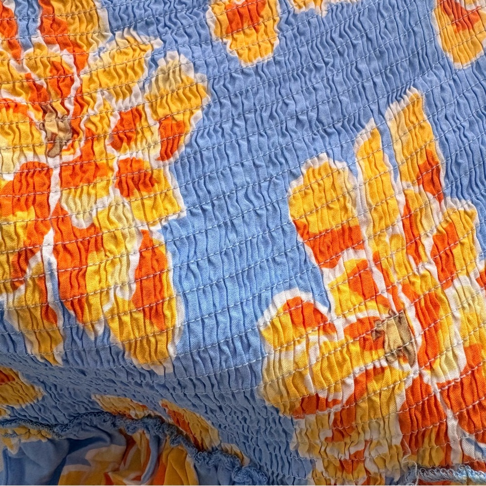 💚Anthropologie Abel the Label Strapless Dress with Blue and Yellow Floral Design - Picture 6 of 6
